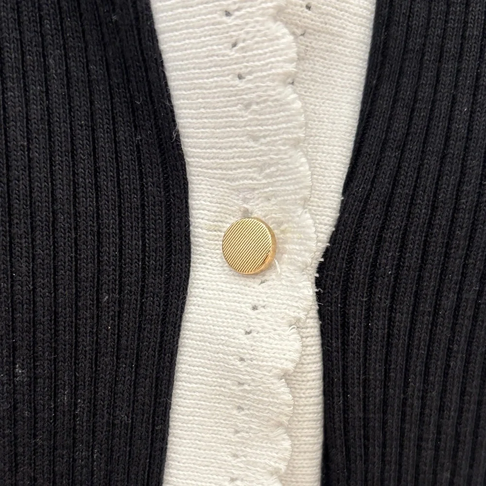 Zara Black Cardigan with White Accents - Picture 3 of 4